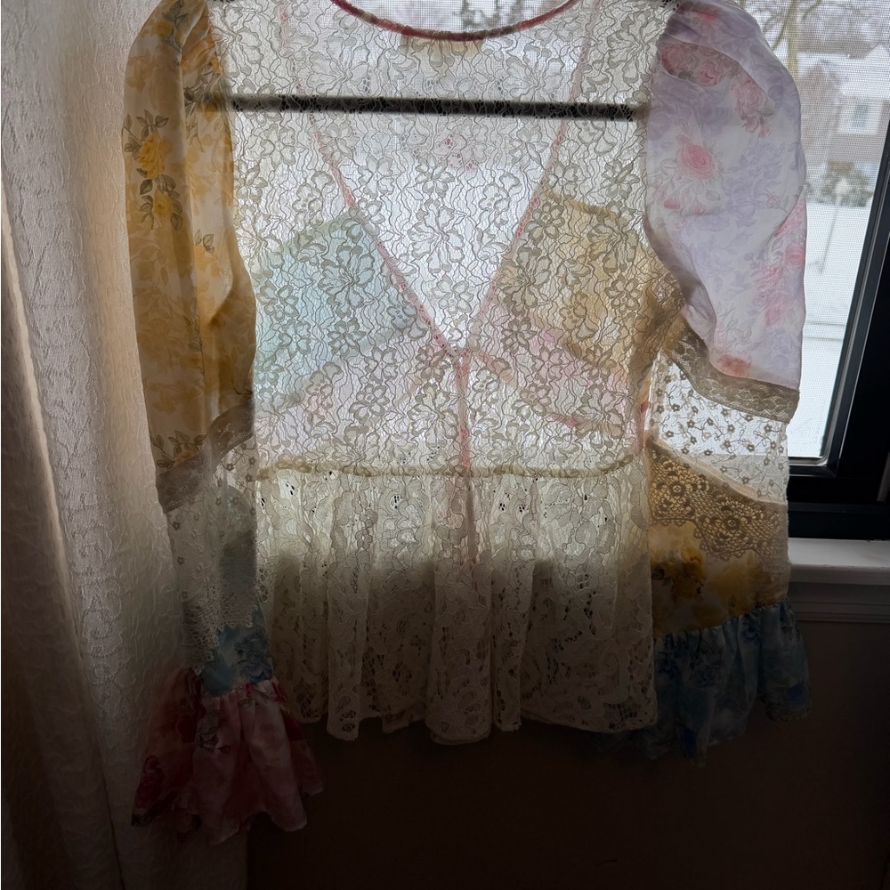 LoveShackFancy Multicolor Lace Blouse - Picture 5 of 7